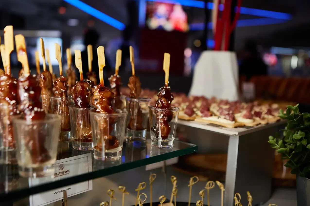 Catering laid out at the championship afterparty