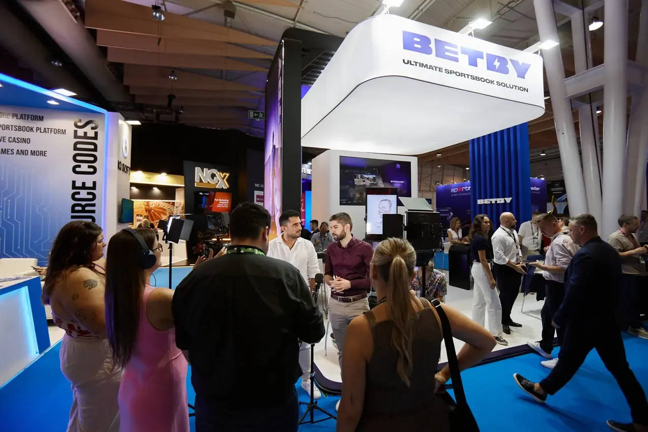Betby stand full of visitors during SBC Summit 2024 at Feira Internacional de Lisboa