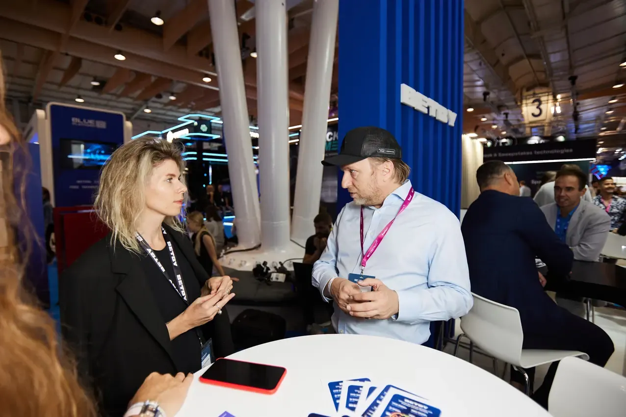 Meeting at a side table on the SBC Summit floor